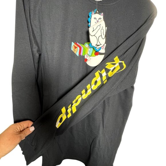 RIPNDIP Lord Nermal Long Sleeve Tee black Men's size medium Cat Graphic Shirt - Picture 3 of 12